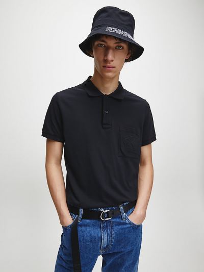 Calvin Klein Ruhák HU728957 | Calvin Klein Slim Embossed Logo Férfi Pólóing Fekete